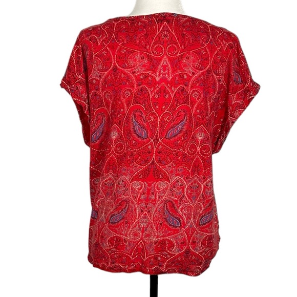 LUCKY BRAND PAISLEY RED T-SHIRT - SIZE LARGE - Picture 3 of 5